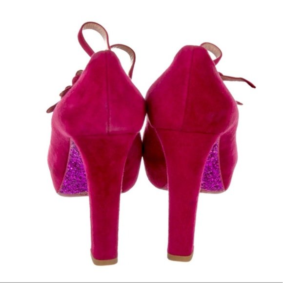 Miu Miu Heels for Women on Sale up to 90% Off: Poshmark Miu Miu Suede Glitter Peep-Toe Pumps Purple/Fuchsia